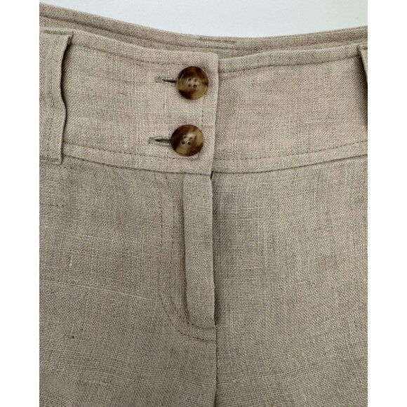 Michael Kors neutral 100 % linen straight leg full length pants Size 4 beige - Picture 6 of 10